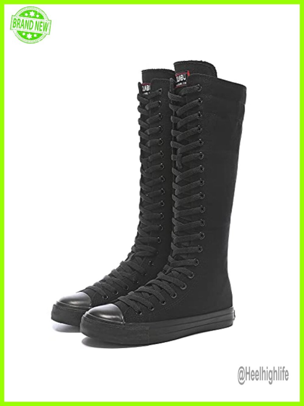 Canvas Lace Up Knee High Zip Boots Fancy School Shoes